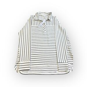 🖤 TANE + DELANCEY | Black & White Striped Collared Top NWT